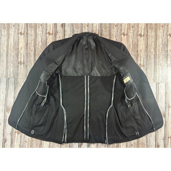 John Varvators Uptown Wool Cashmere Silk Chore Blazer Jacket size 42 color black - Picture 6 of 9